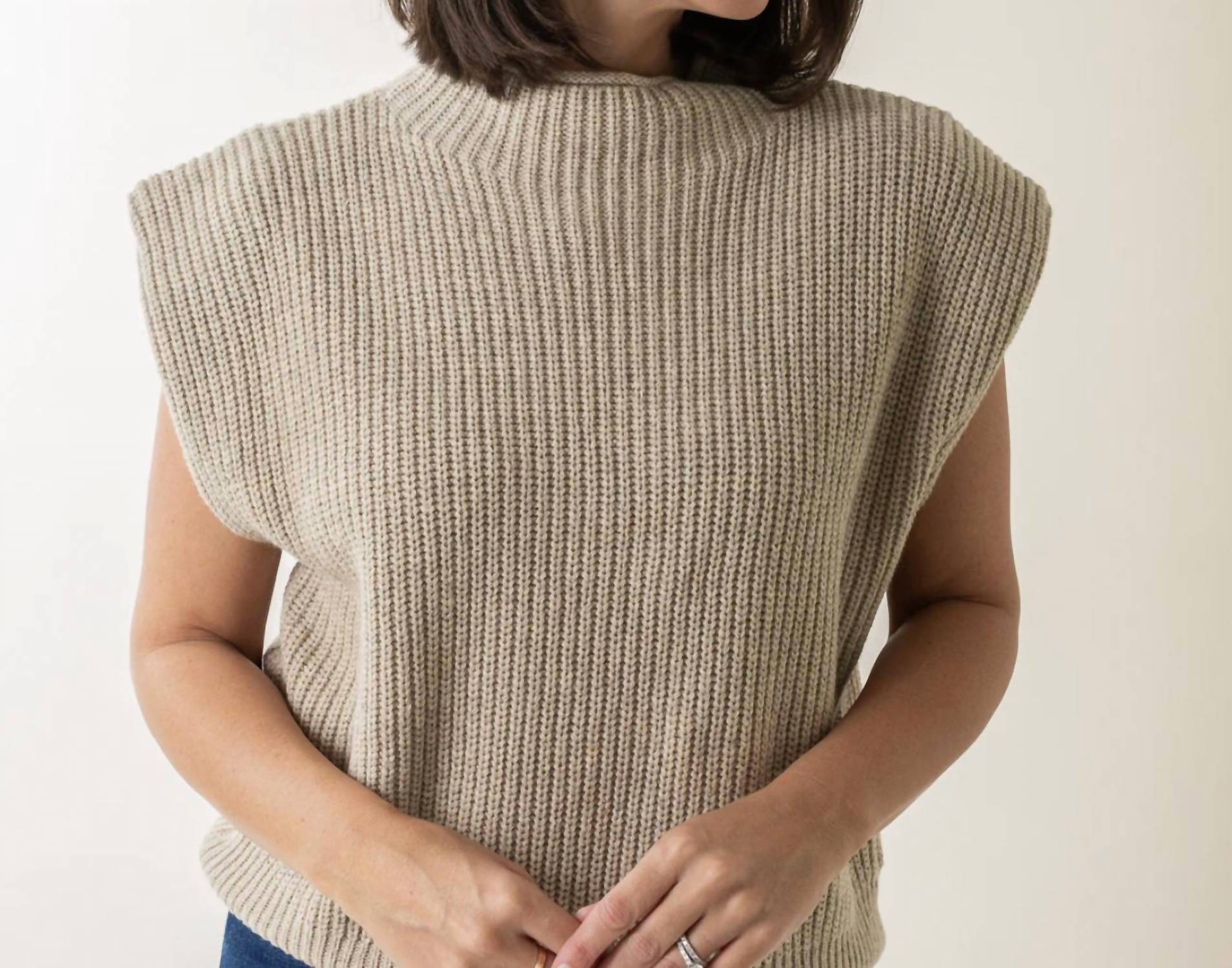 En Saison Kanika Knit Vest in natural - women's shirt