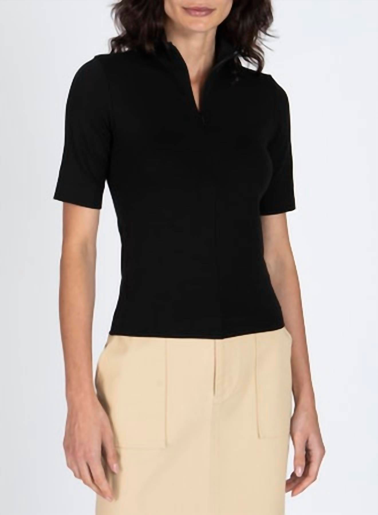 Atm - Women's Pima Cotton Zip Front Top
