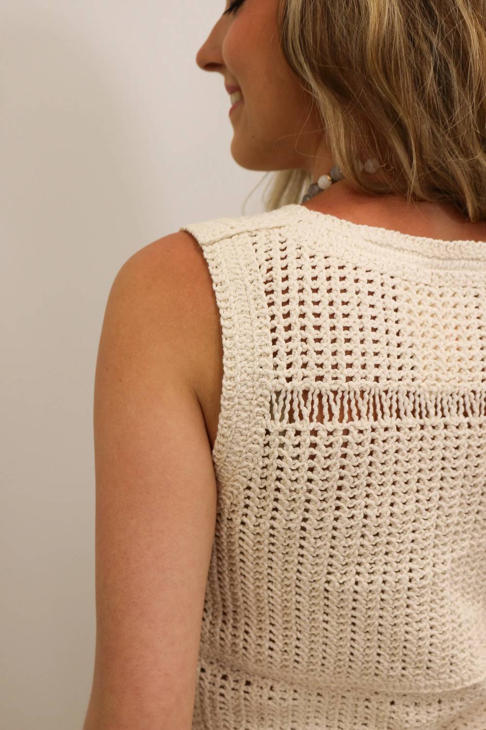 Skies Are Blue - Carmen Crochet Open Knit Tank Top