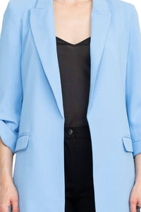 T Tahari - Lapel Collar Open Front Woven Blazer