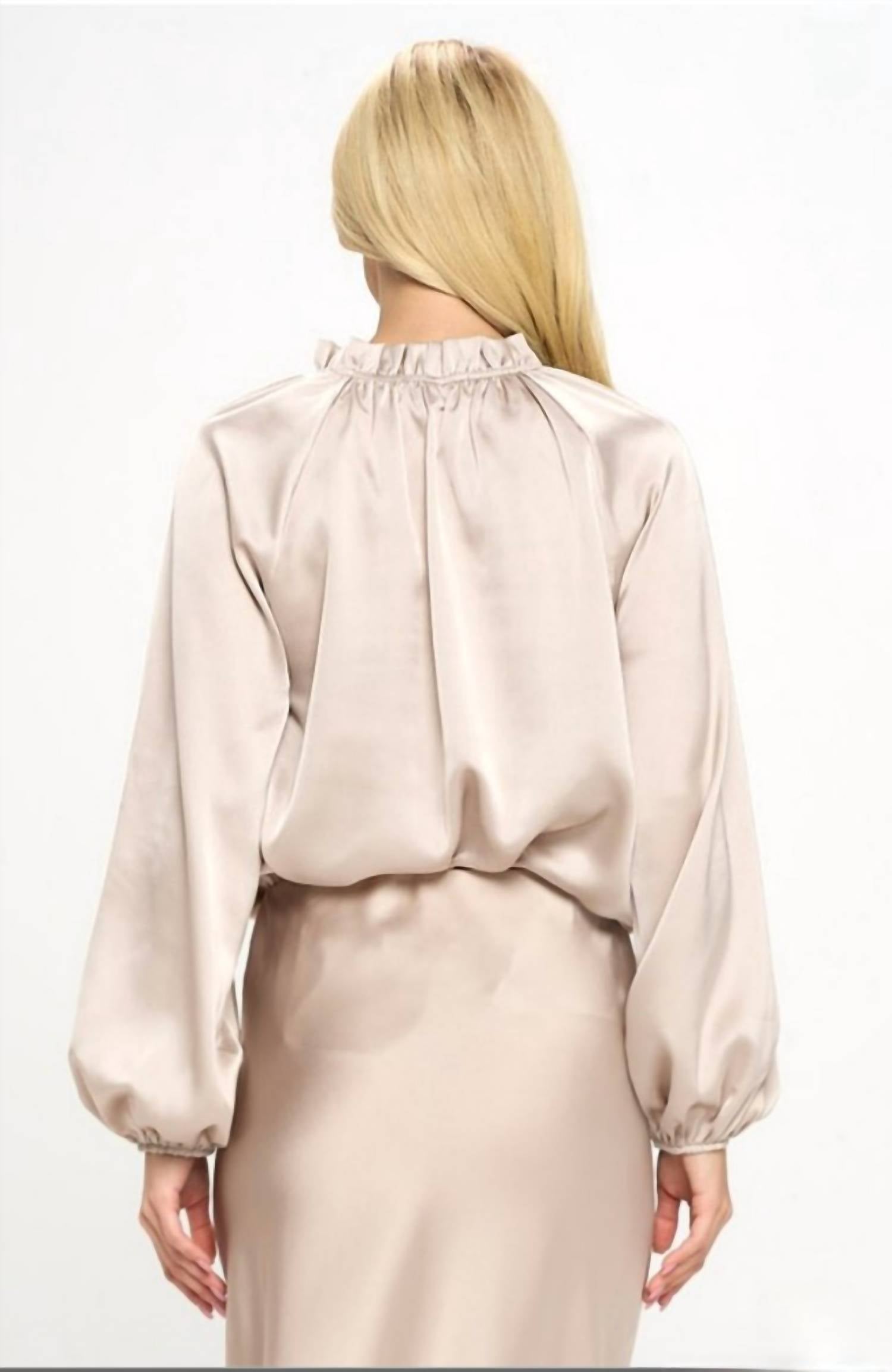 Reneec. - Solid Satin Ruffle Top