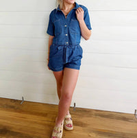 Blu Pepper - Collared Button Down Boxy Top