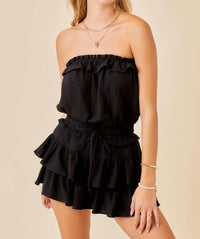 Day + Moon - Luna Strapless Ruffled Romper