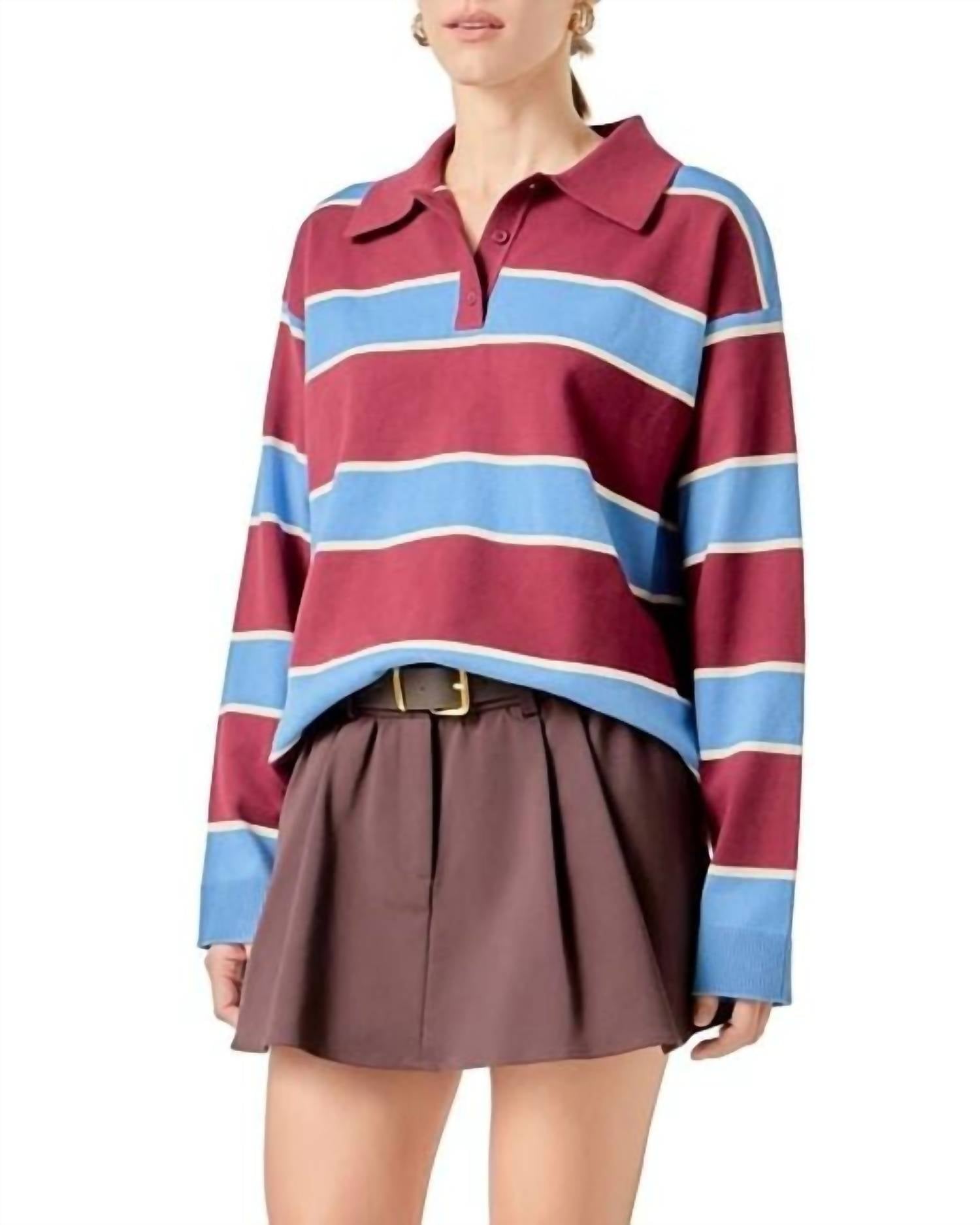 English Factory - Striped Polo Knit Top