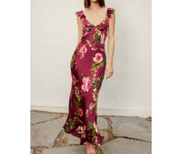 DRESS FORUM Daphne Floral Satin Dress in red - women's dress