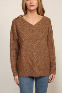Timing Chevron Detail Oversized Sweater in brown - women's sweater - view 4