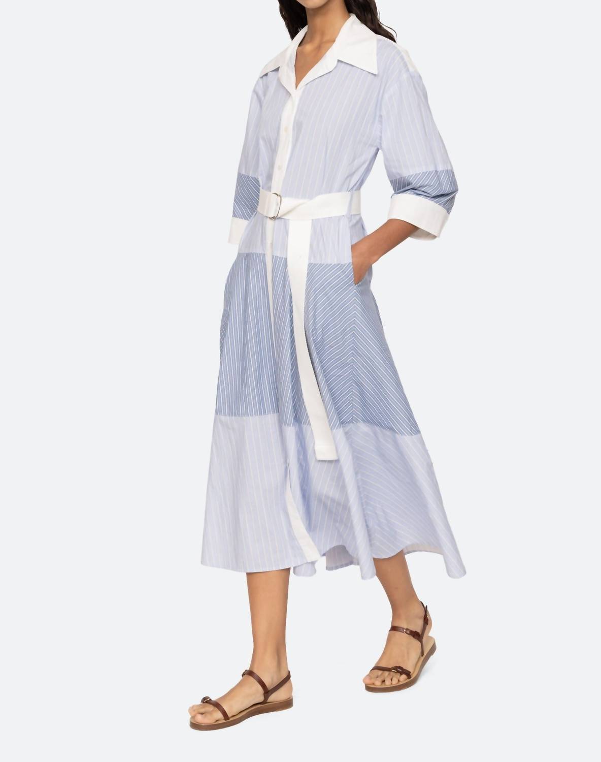 Sea - Helmi Striped Shirting Shirt Dress