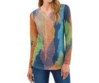 Fdj - Long Sleeve Notch Neck Top