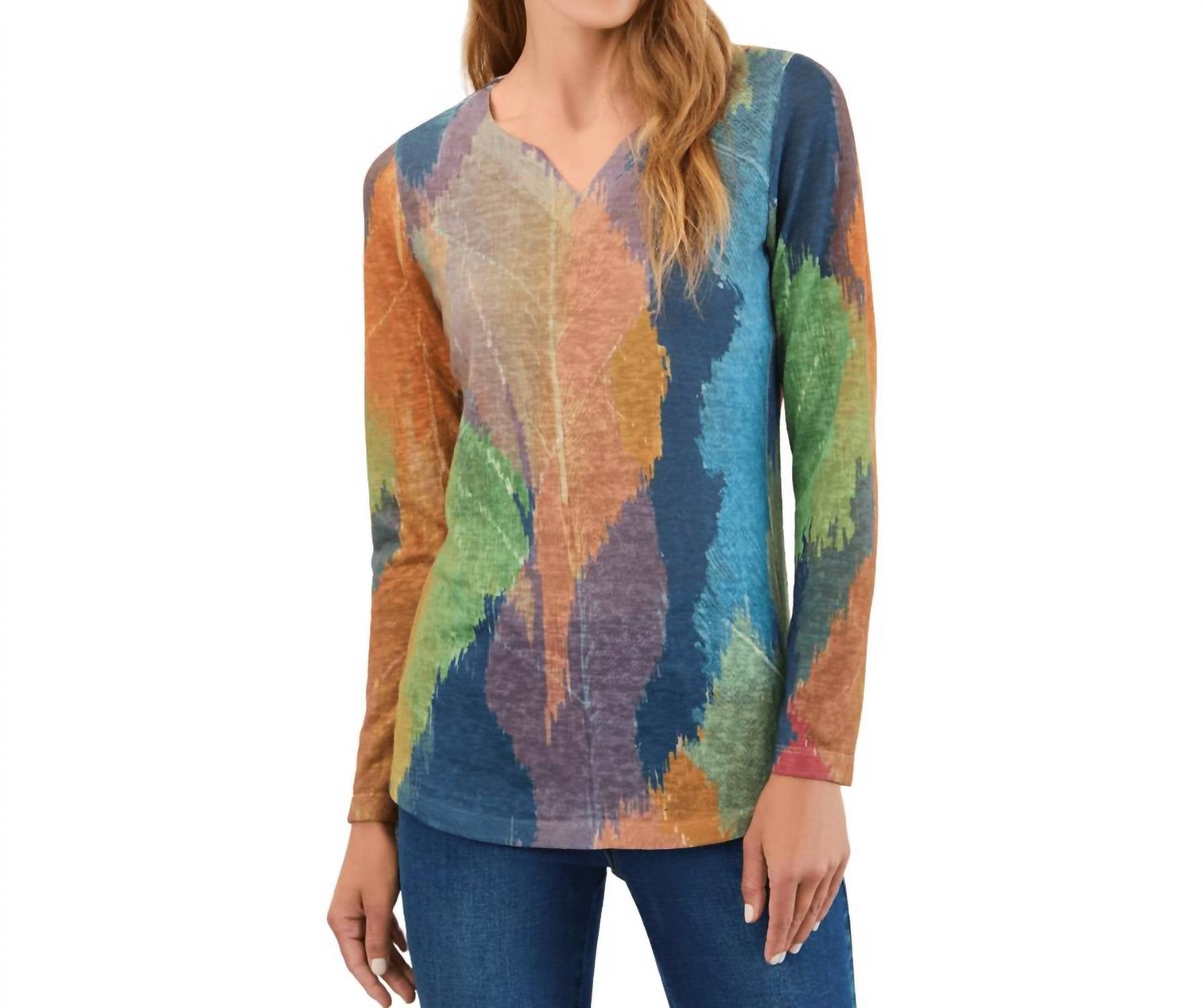 Fdj - Long Sleeve Notch Neck Top