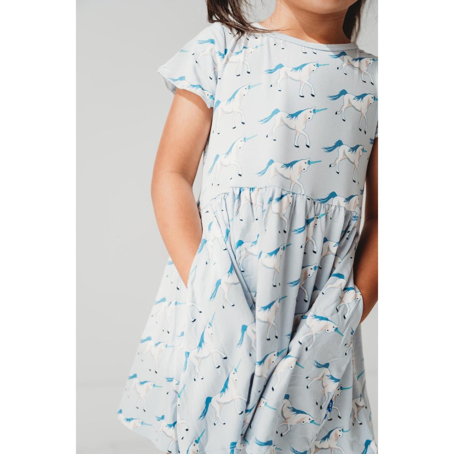 Kickee - Flutter Sleeve Twirl Dress with Pockets