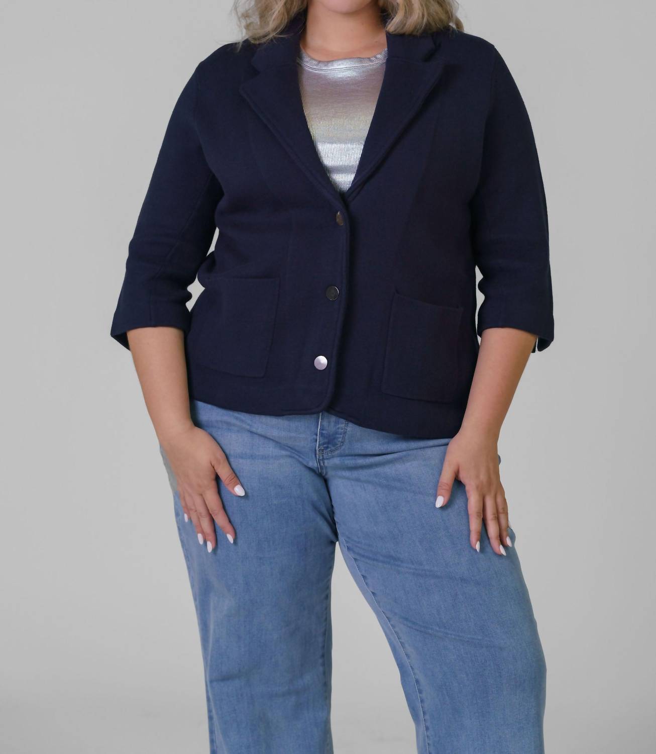 Minnie Rose - Cotton Blend Shrunken Blazer - Plus