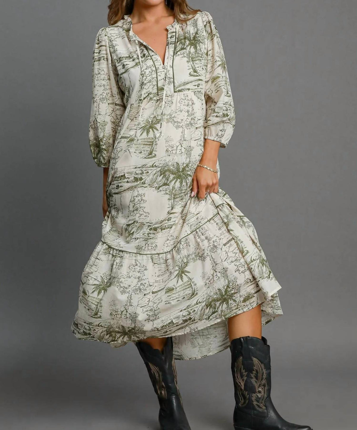 Umgee - Two Tone Landscape Midi Dress