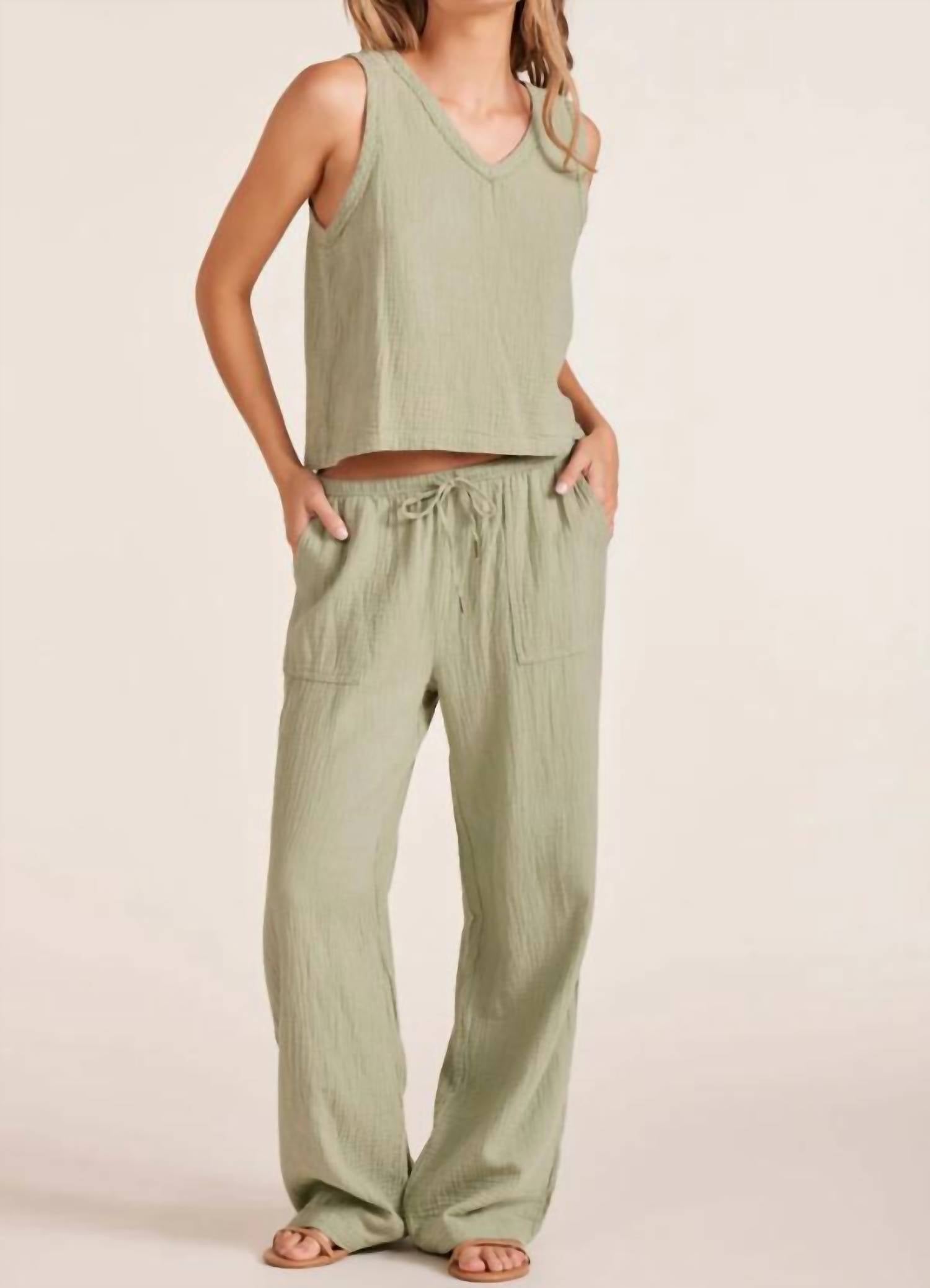 Bobi - V Neck Raw Edge Tank Top