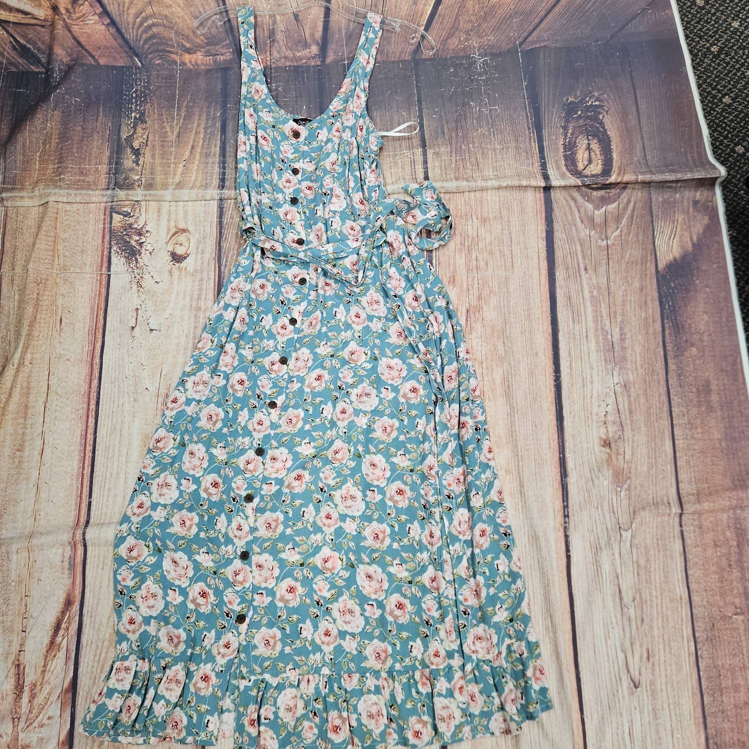 Papillon Women's Floral Crinkled Dress in teal - women's dress