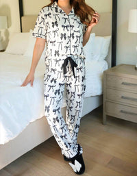 Jess Lea - Midnight Bow Pant Ruffle Pajama Set