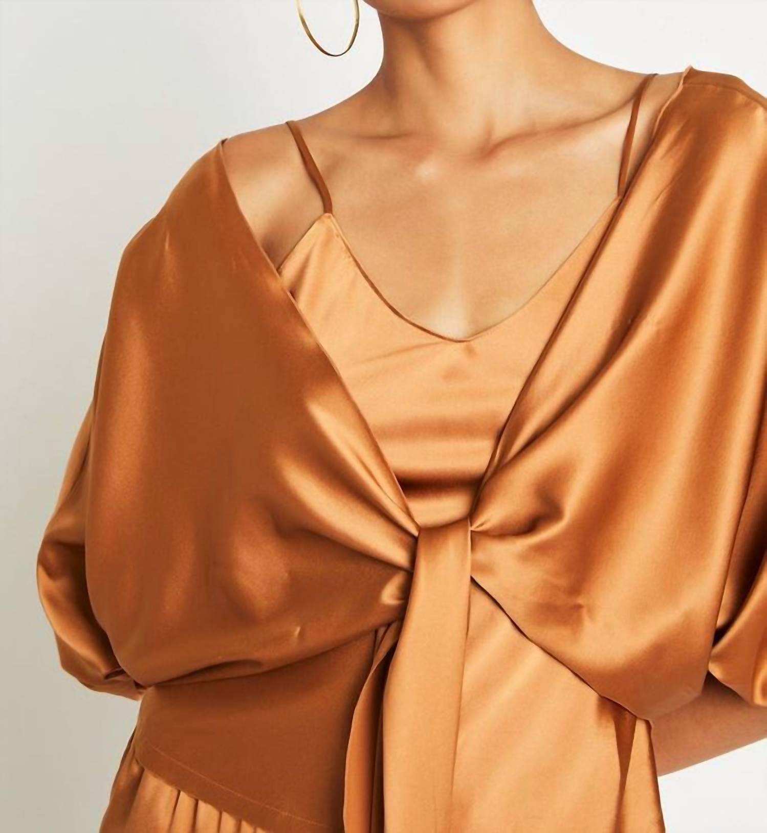 Beryll Ali Silk Wrap Top in copper - women's t-shirt - detail view