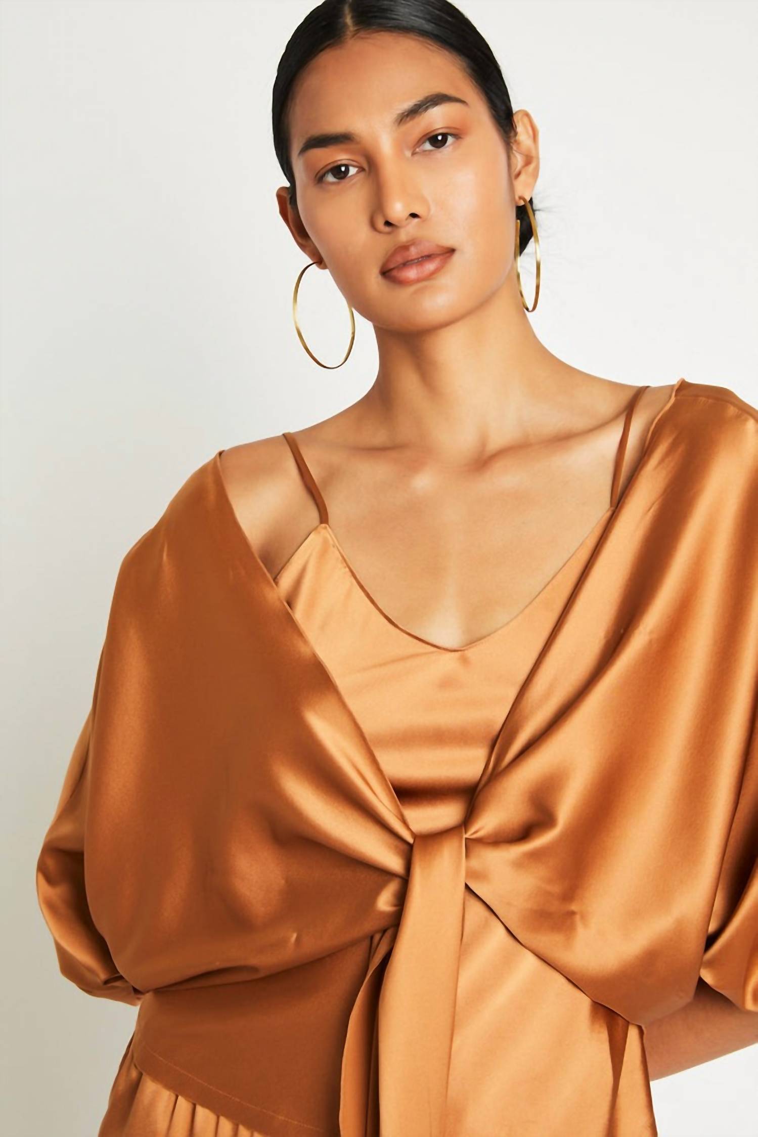 Beryll Ali Silk Wrap Top in copper - women's t-shirt - alternate view