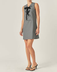 English Factory - Check Sleeveless Grommet Mini Dress