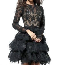 Sherri Hill - Long Sleeve Ruffled Skirt Party Dress