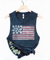 Hrt & Luv - Women's American Flag Graphic Tank Top