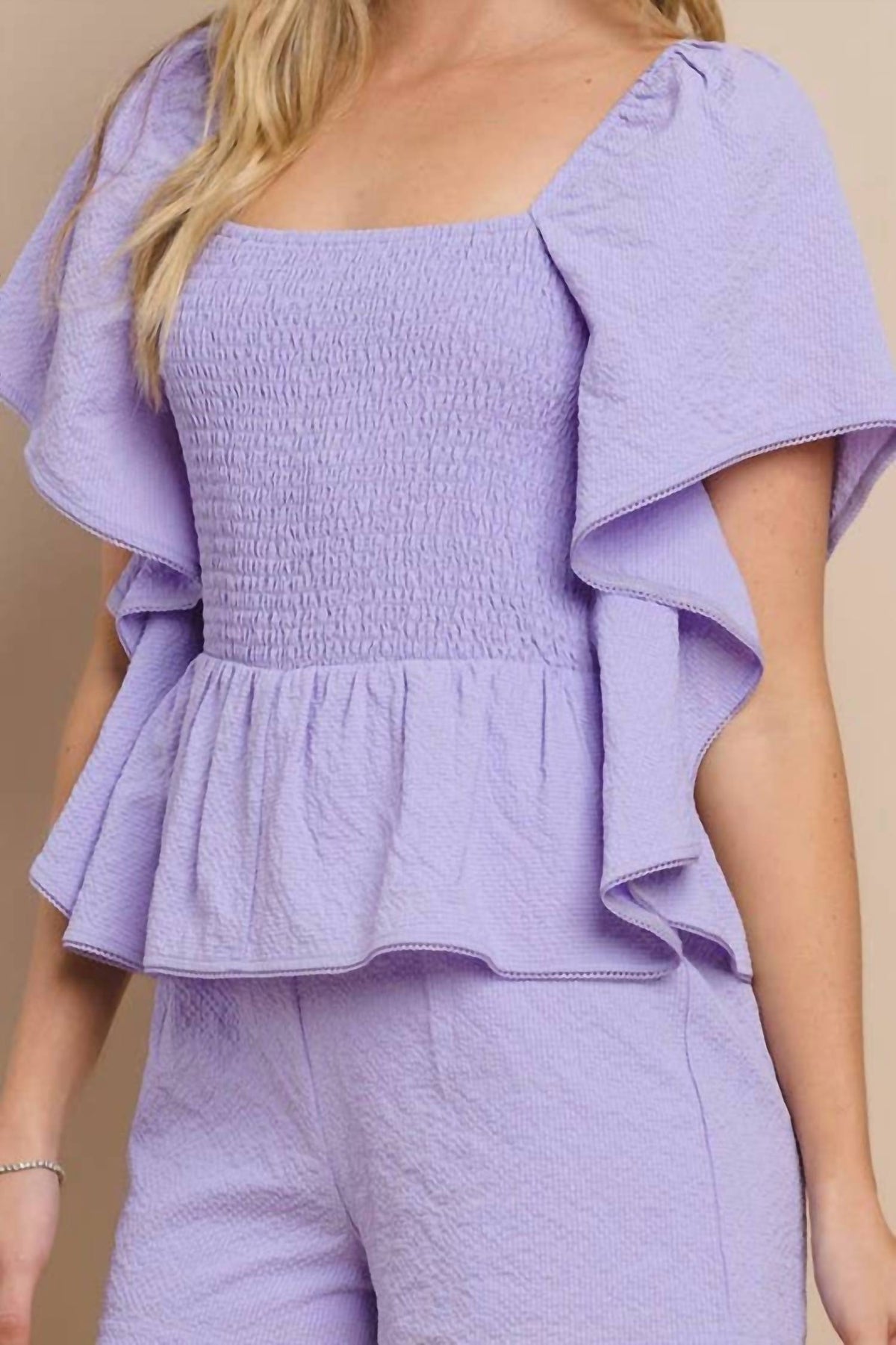 Tcec - Peplum Style Ahort Sleeve Romper