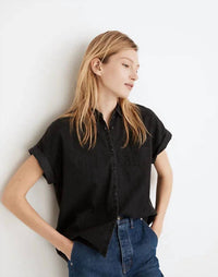 Madewell - Denim Rolled Short Sleeve Shirt