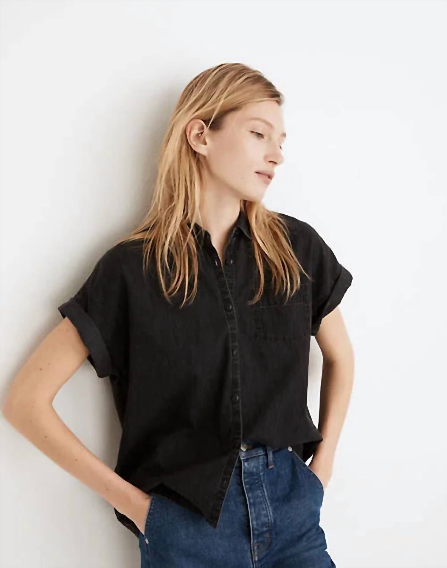 Madewell - Denim Rolled Short Sleeve Shirt