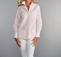 Claridge + King Ivy Button Down Shirt in tangerine striped - women's shirt