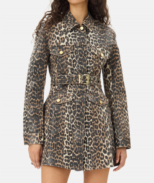 Ganni - Foil Print Denim Dress