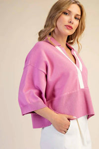 Glam - Val V-Neck Contrast Sweater