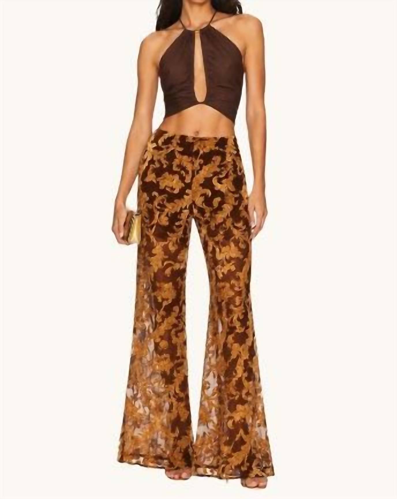 L'Agence - Baroque Flocked Flare Pants