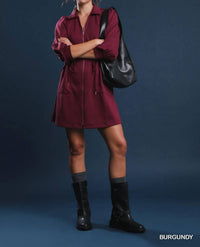 umgee Luxe Knit Zip Up Mini Dress in burgundy - women's dress - alternate view