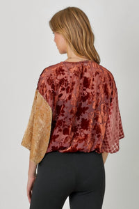 mystree Crimson Luxe Cropped Blouse in burgundy red - women's blouse - view 4