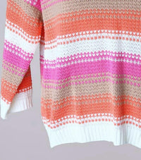 Keren Hart - Women's Knit V-neck Striped Sweater