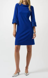 Joseph Ribkoff Cuff Detailed Shift Dress in royal blue - women's dress