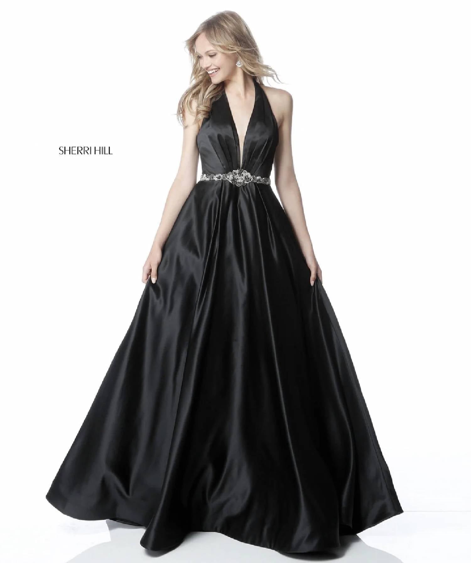 Sherri Hill - Beaded Waist Halter Ball Gown