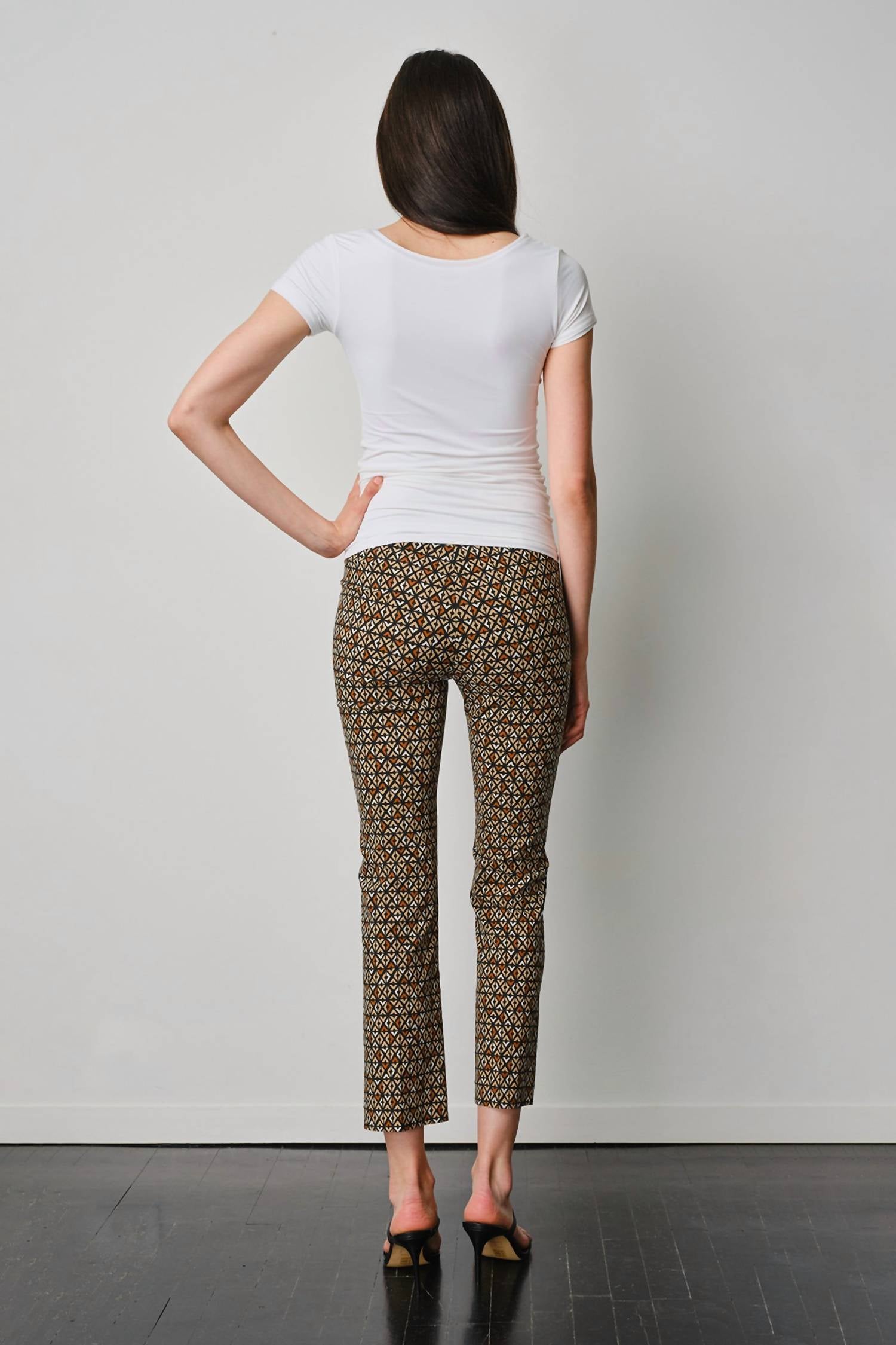 Avenue Montaigne Leo Flare Cut Leg pants in aztek - women's pants - detail view