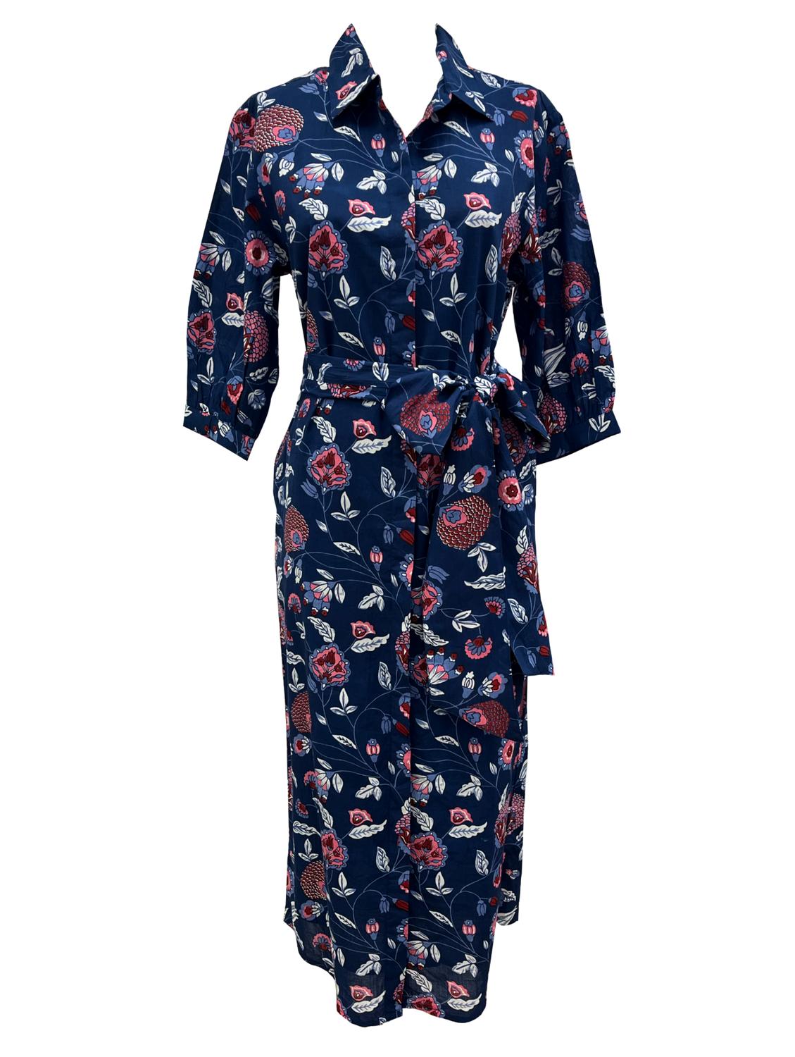 SOLEIL DE MER Rosey Maxi Dress in navy pink - women's dress - detail view