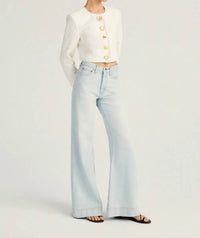 Derek Lam 10 Crosby Coralie High Rise Wide Leg Jeans in cooper light - women's jeans - detail view
