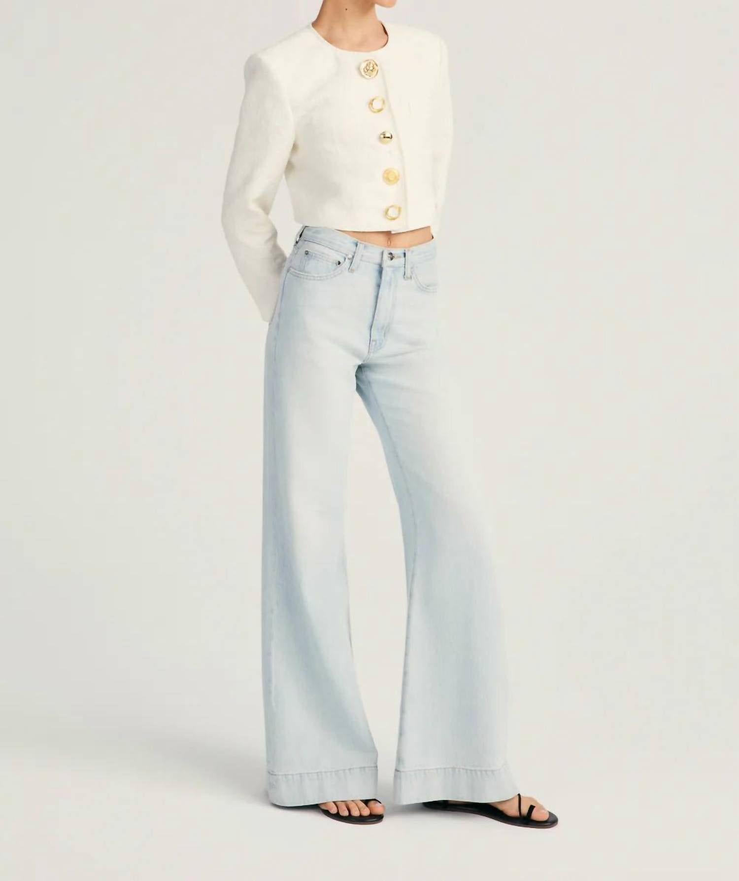 Derek Lam 10 Crosby Coralie High Rise Wide Leg Jeans in cooper light - women's jeans - detail view