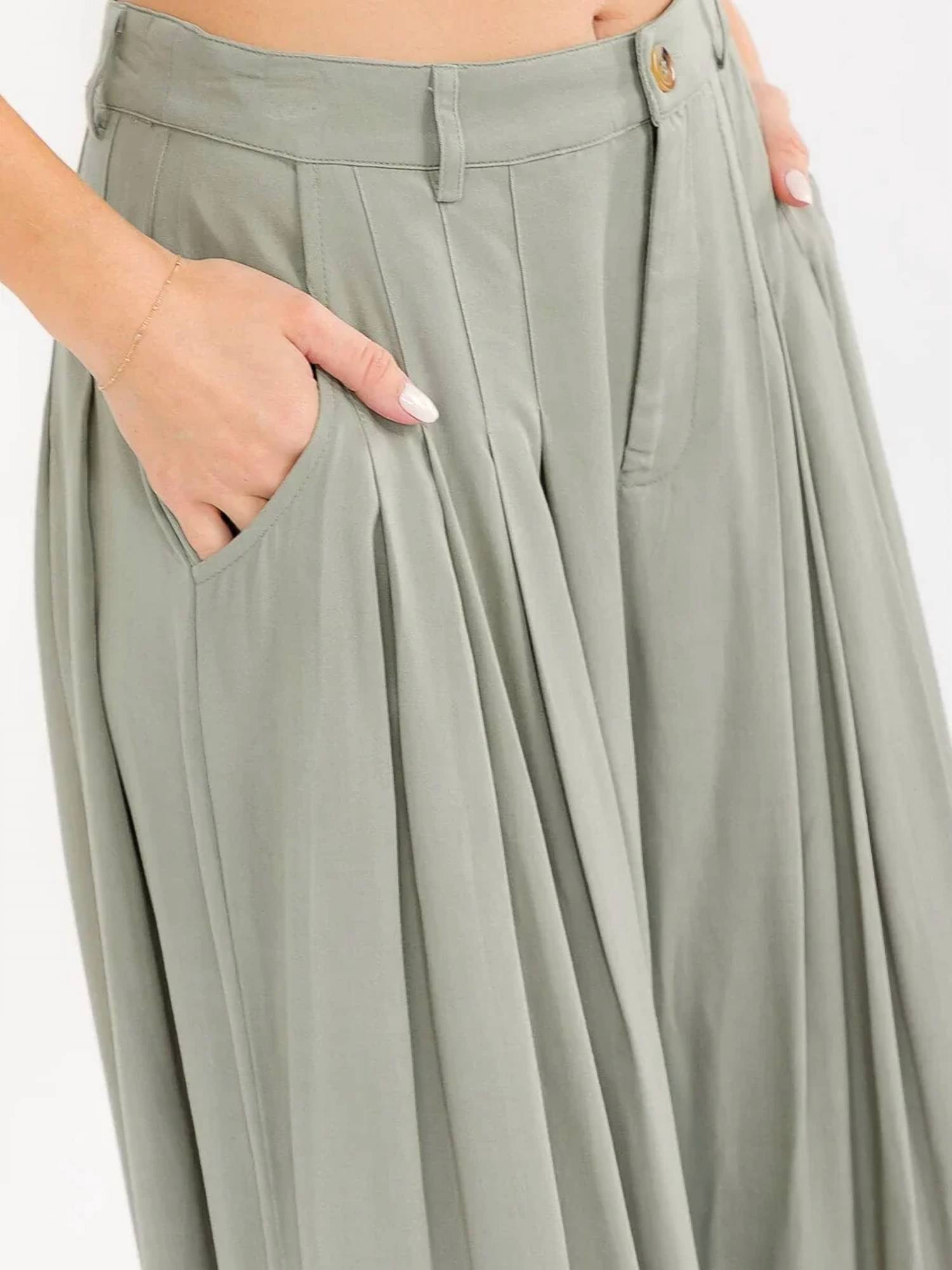 Surelymine - Sage Horizon Wide-Leg Palazzo Pants
