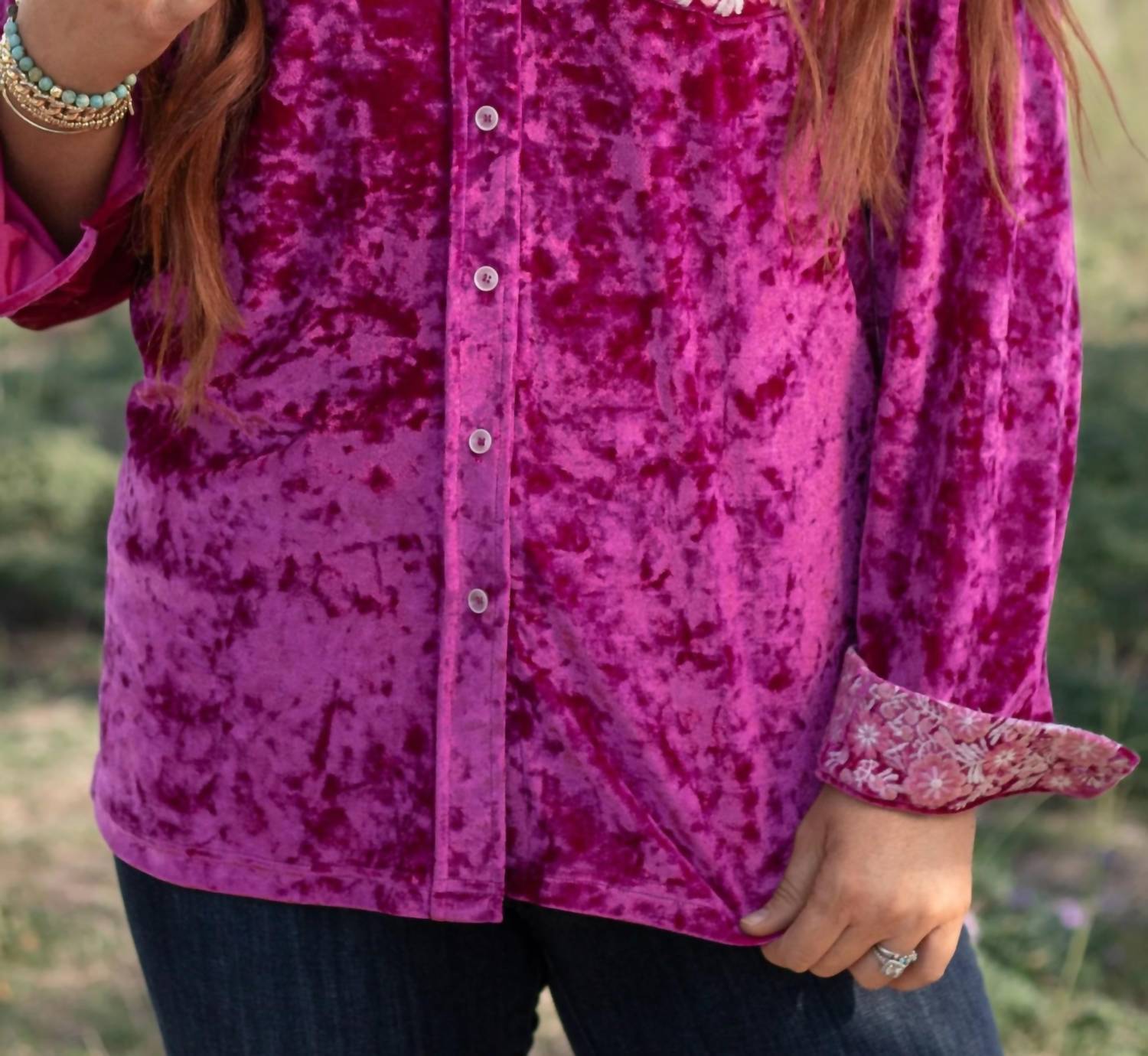 Layerz Clothing - Juliet Velvet Button Up Top