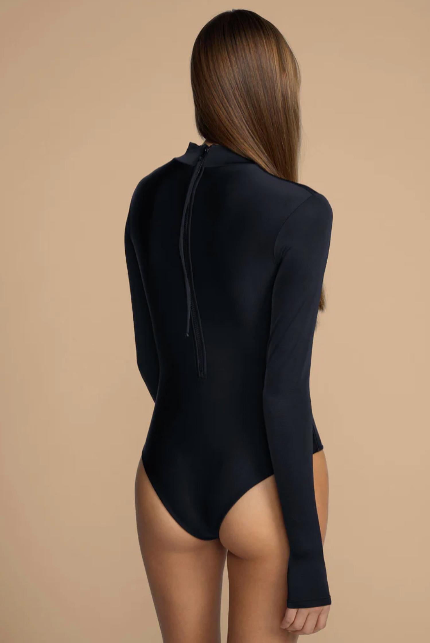 MIKOH Gato Long Sleeve Bodysuit in black - women's shirt - view 4