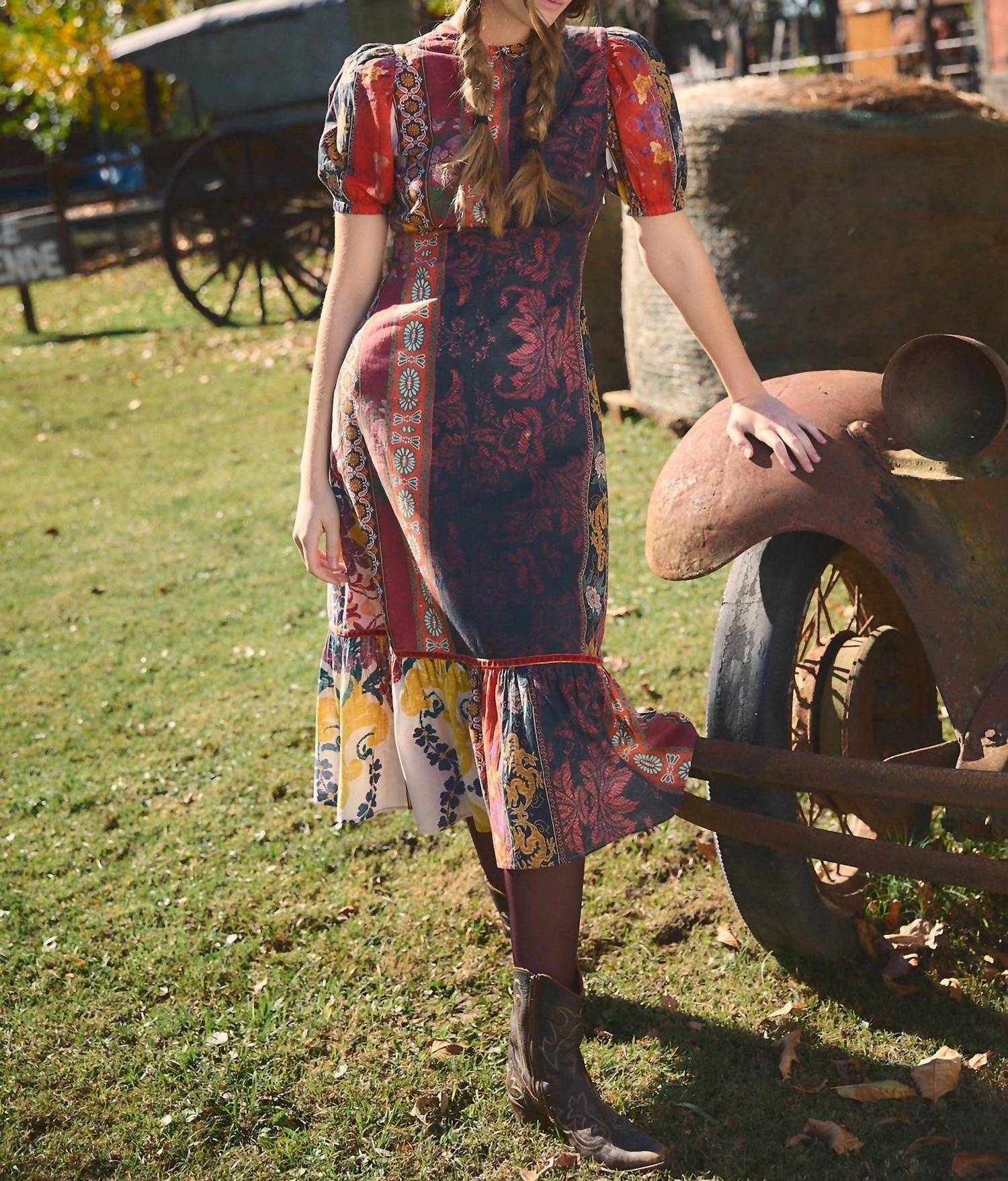 RO'S GARDEN Freya Midi Dress in orange - women's dress