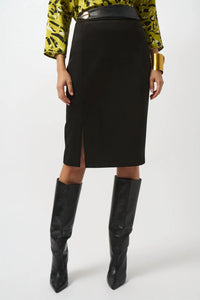 Joseph Ribkoff - Scuba Suede Pull On Leatherette Pencil Skirt
