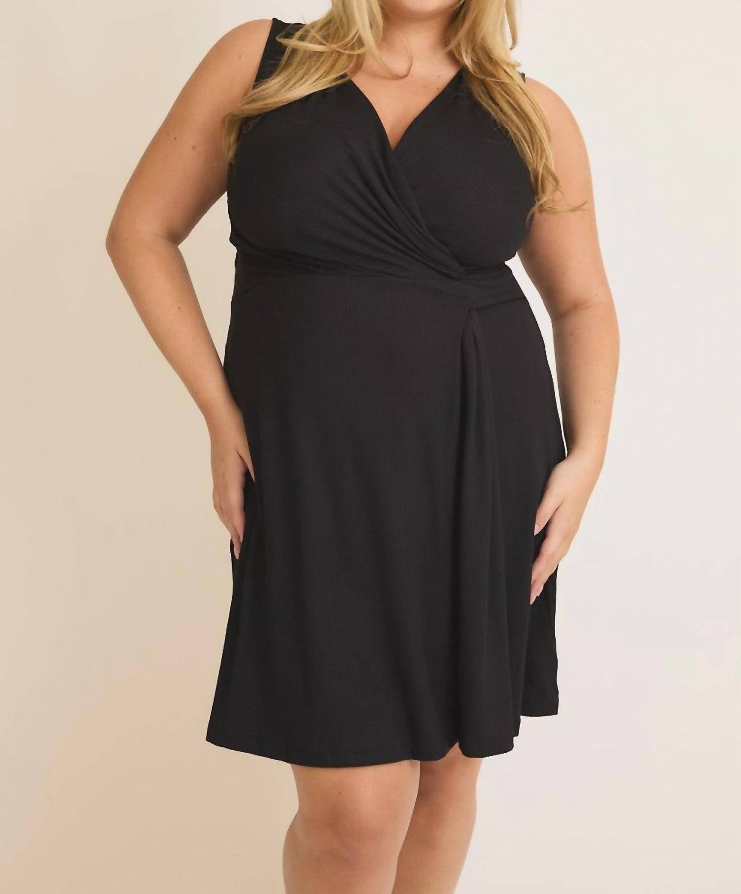 GILLI Lyndsay Surplice Dress in black - women's dress - view 4