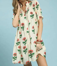 Umgee - Floral Print Babydoll Dress