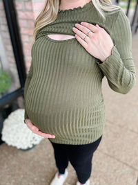 Hello Miz - Ribbed Knit Nursing Maternity Top