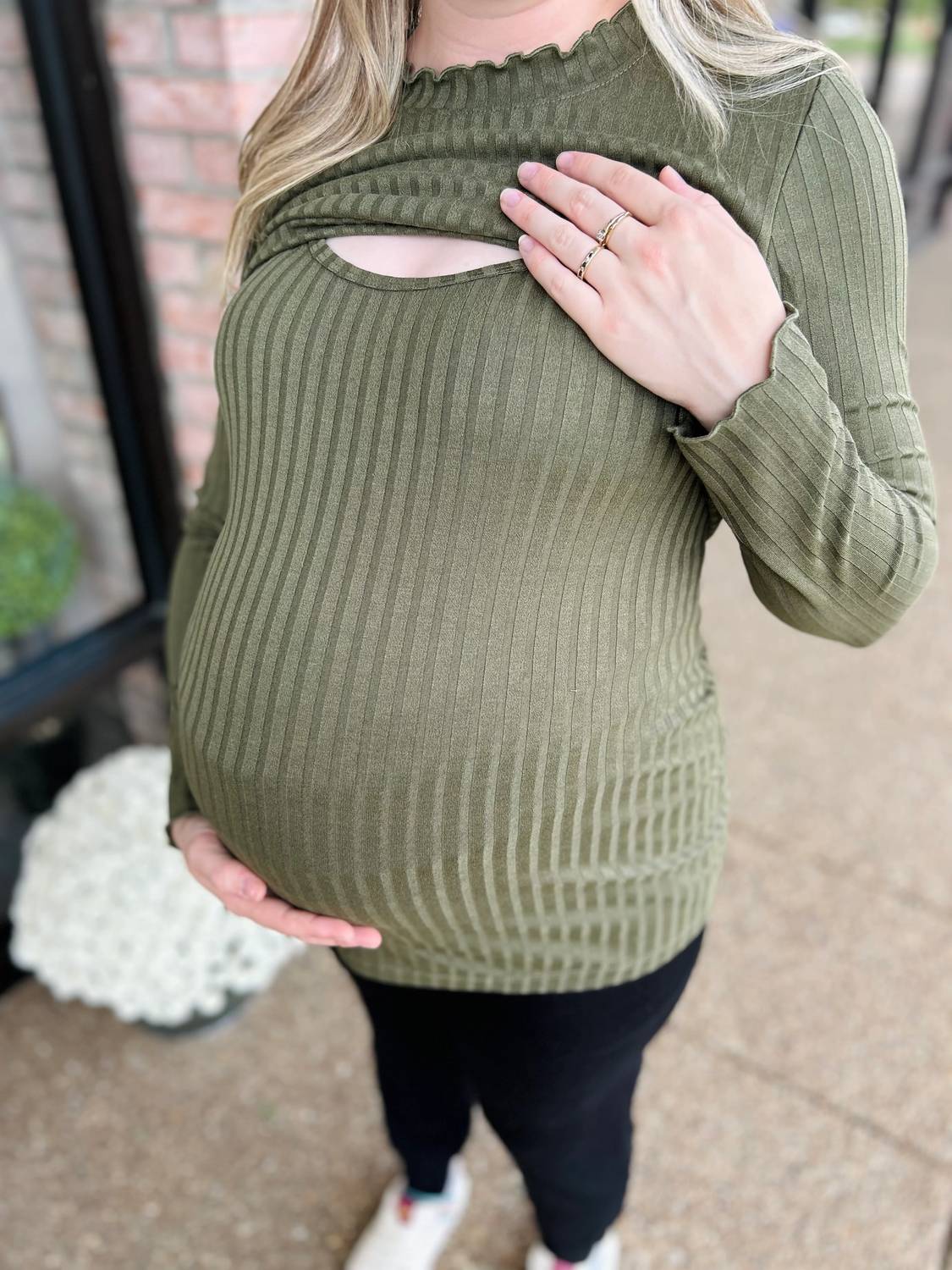 Hello Miz - Ribbed Knit Nursing Maternity Top