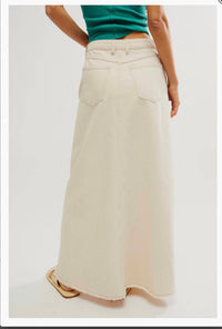 Free People Come as you are denim maxi Skirt in ivory - women's skirt - alternate view